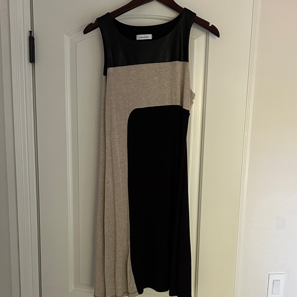 Calvin Klein Black and Cream Midi Dress